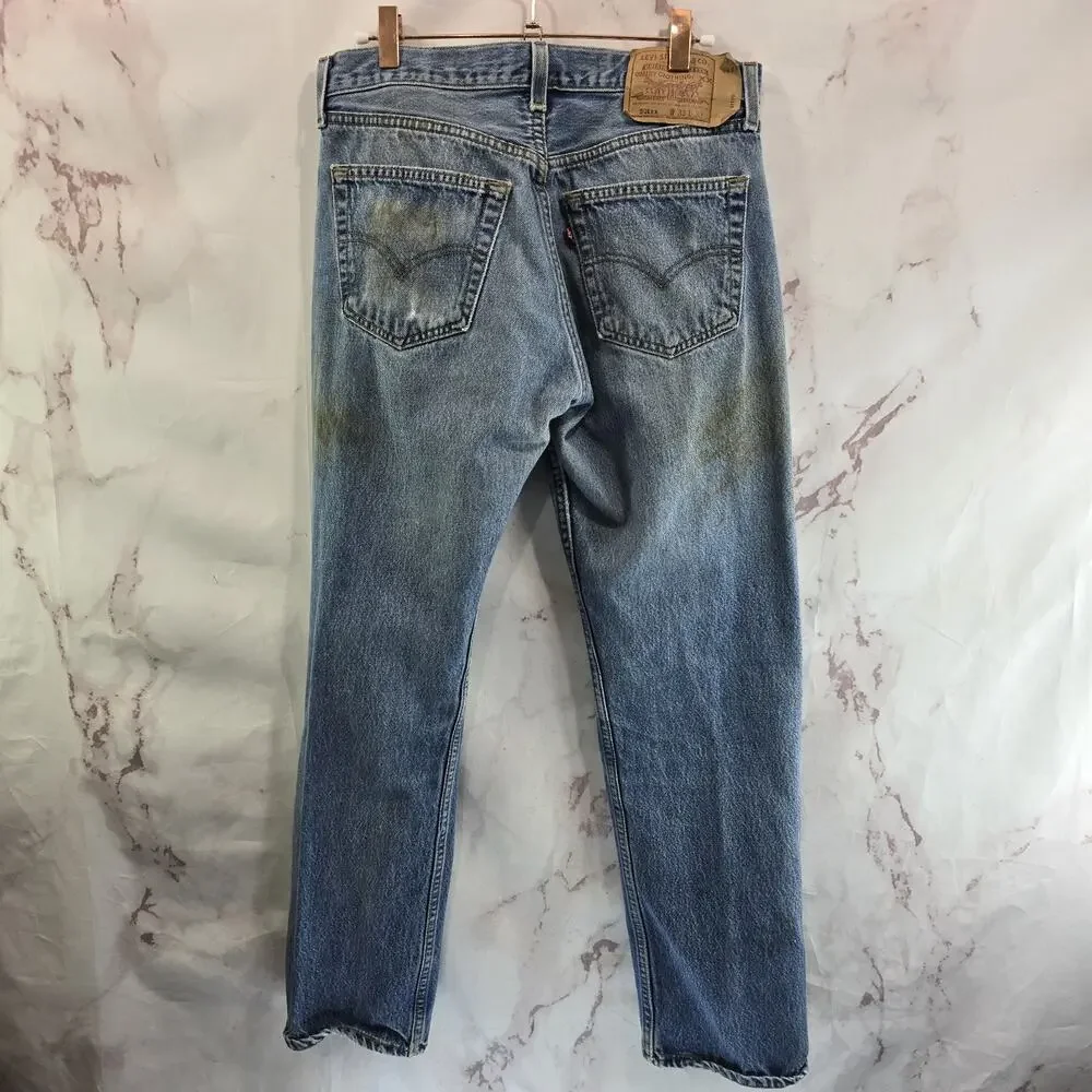 Vtg Levis Jeans Mens 32 X 28 501 XX Y2K Denim Destroyed Button Fly Distressed